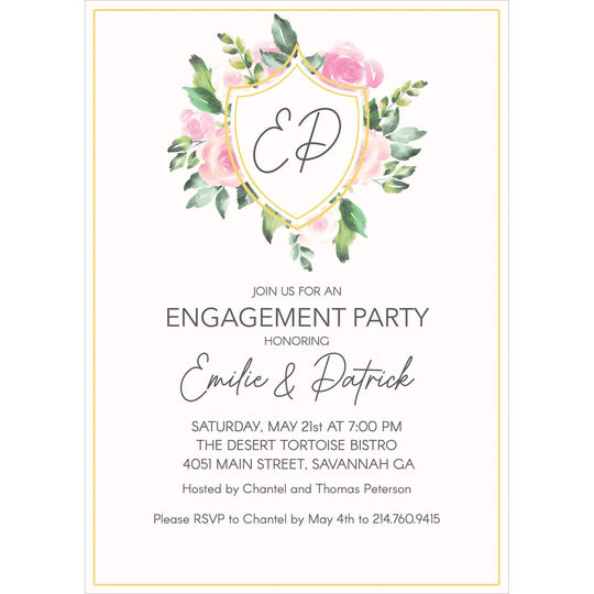 Initial Rose Shield Invitations